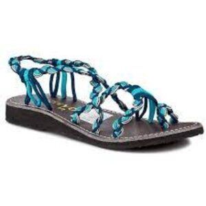 La Marine Sandals Braided Turquoise and Blue Size 12